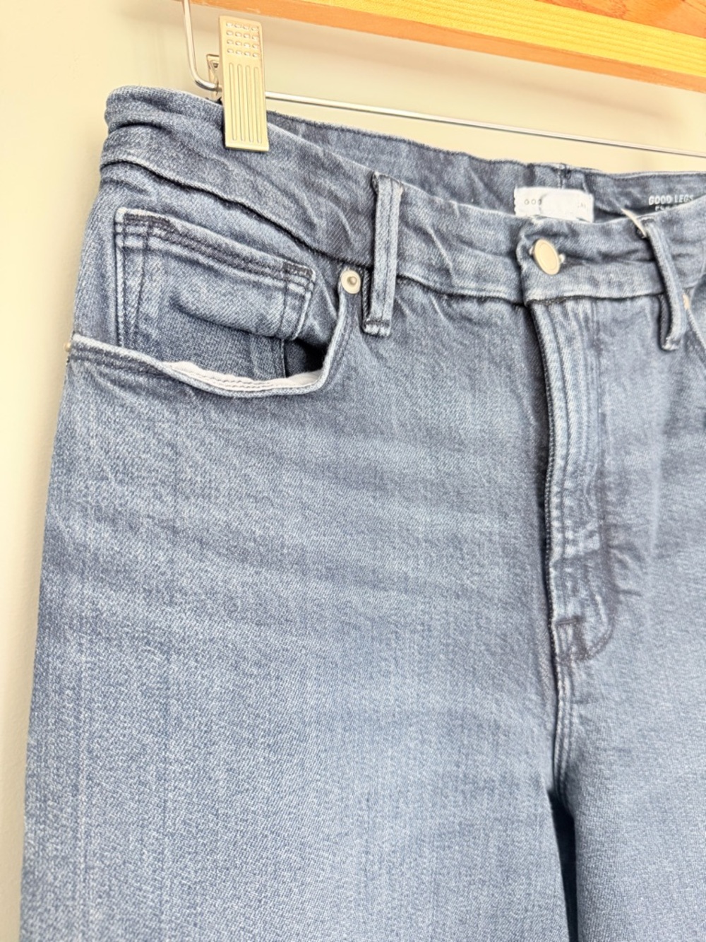 Good American "Soft Tech Good Skate" Indigo Blue Denim High Waist Wide Leg Jean - Picture 3 of 16